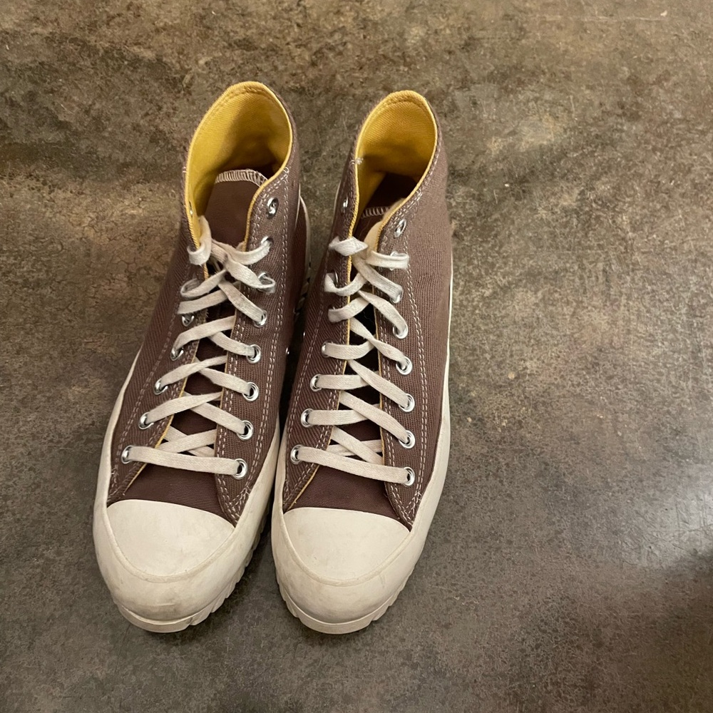 Converse Brown and White High-Top Sneakers